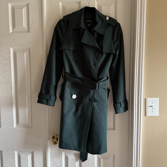 NWT Club Monaco Dark Green Trench Coat - Picture 3 of 6